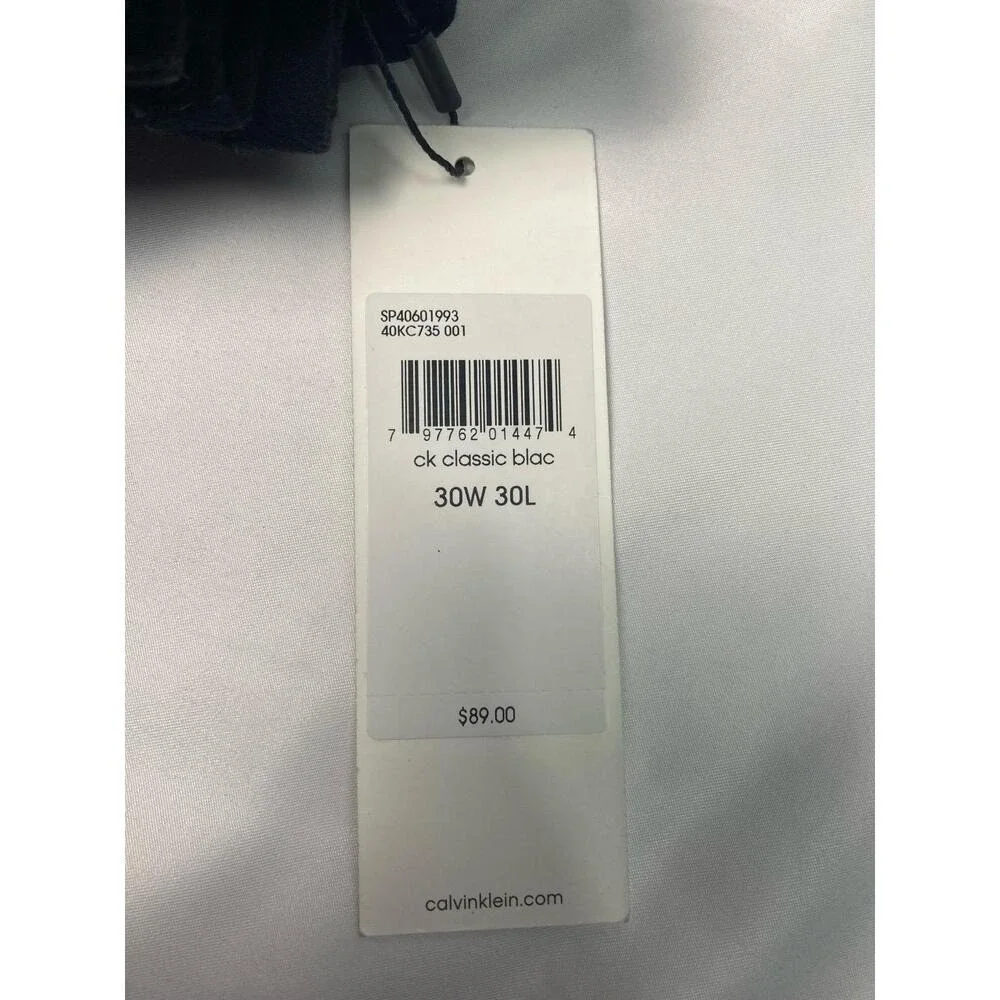 Calvin Klein Men's Slim High Stretch Black‎ Jeans 30x30 NWT Soft Flex Denim